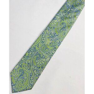 Croft & Barrow Mens Necktie Green & Blue Paisley Silk Tie